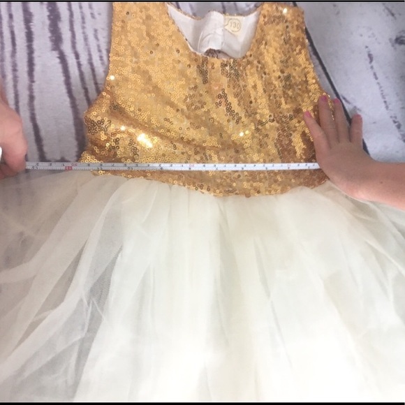 NWT. Gold Mini Sequin Formal Princess Gown Dress - Picture 4 of 4